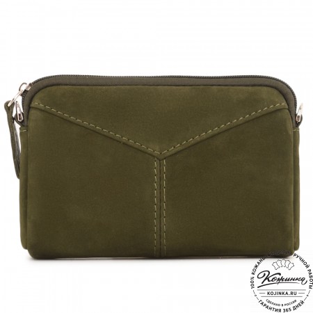  Кожаный клатч "Марта" (нубук хаки)